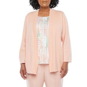 Alfred Dunner Springtime in Paris Brushstrokes Two-For-One Sweater - Apricot 2X